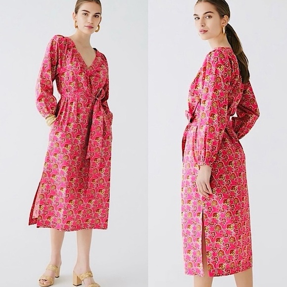 J. Crew Collection Midi Maxi Dress Ratti Floral Tie Waist Shirtdress New NWT - Picture 1 of 13